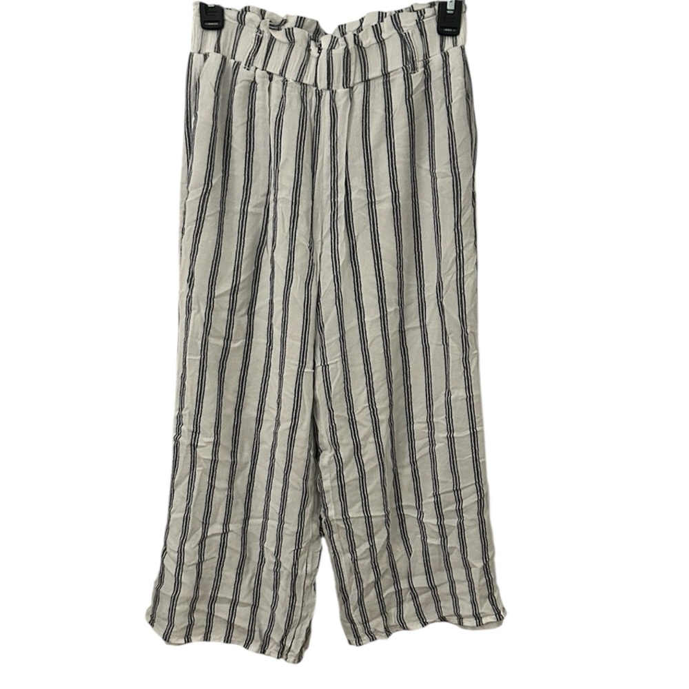 Hollister Ultra High Rise Lined Culotte Pants White Gray Striped Wide Leg XS